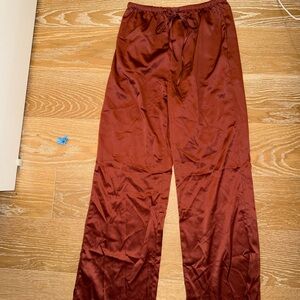REVOLVE Satin Wide-Leg Pants in Rust